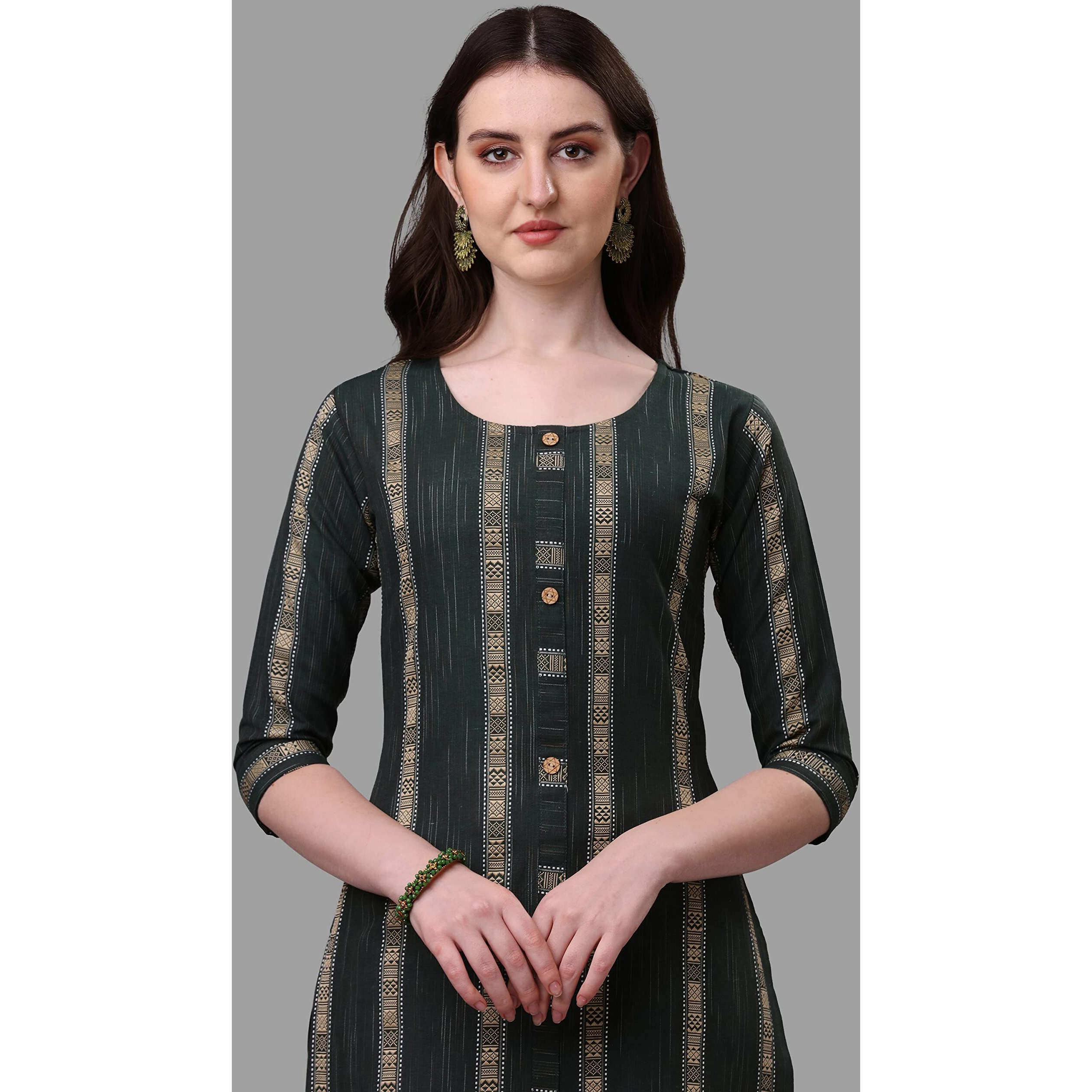 Shiv TextilesCotton Kurta Set for Women 214- Green 3XL