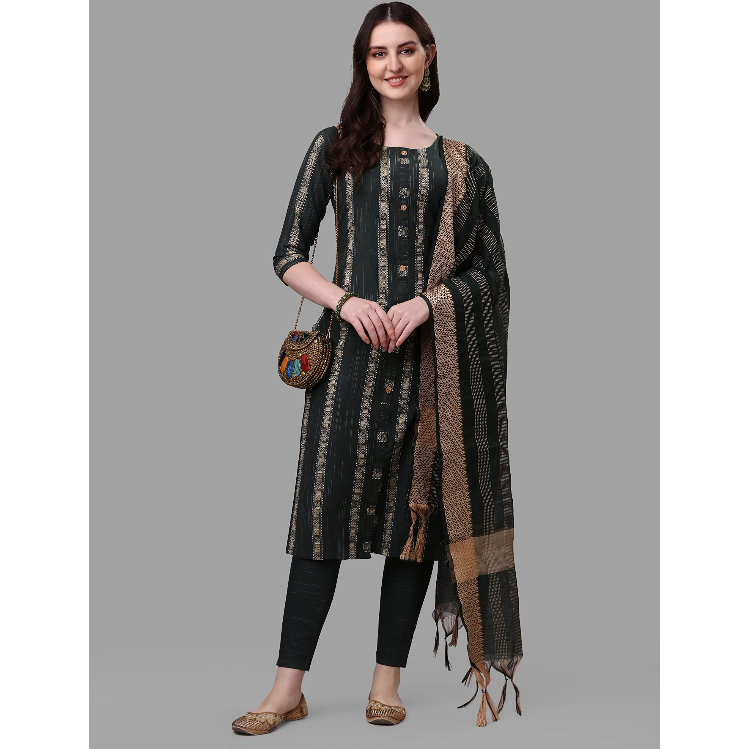 Shiv TextilesCotton Kurta Set for Women 214- Green 3XL