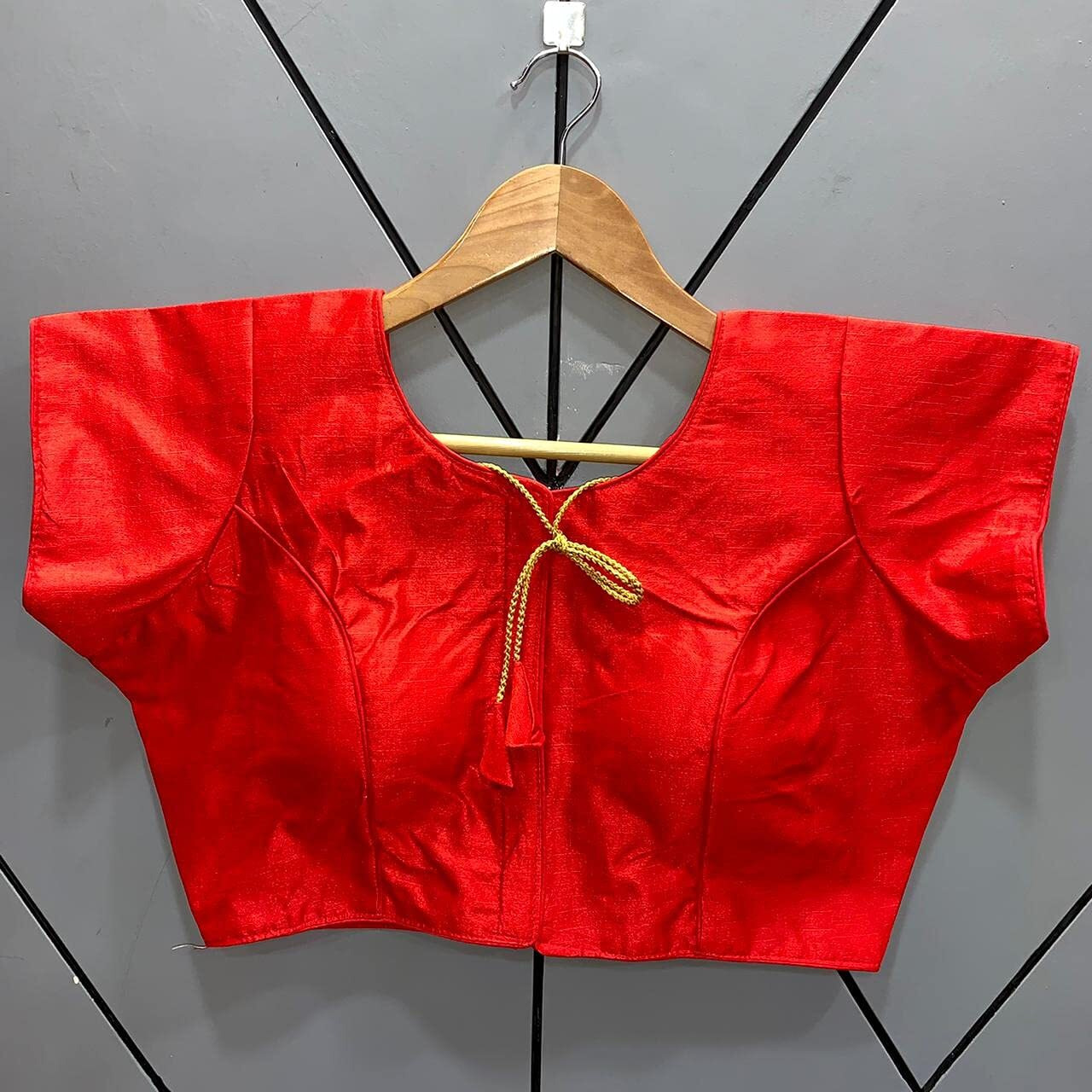 Vihu Fashion Women's Phantom Silk Short Sleeves Readymade Saree Blouse