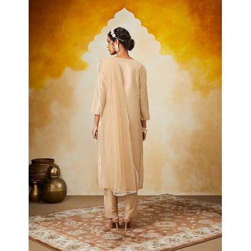 Amazon Brand - Myx Women's Rayon Salwar Suit (AW24-MYX-SKD-VN-01_Golden Beige_S)