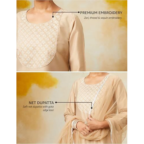 Amazon Brand - Myx Women's Rayon Salwar Suit (AW24-MYX-SKD-VN-01_Golden Beige_S)