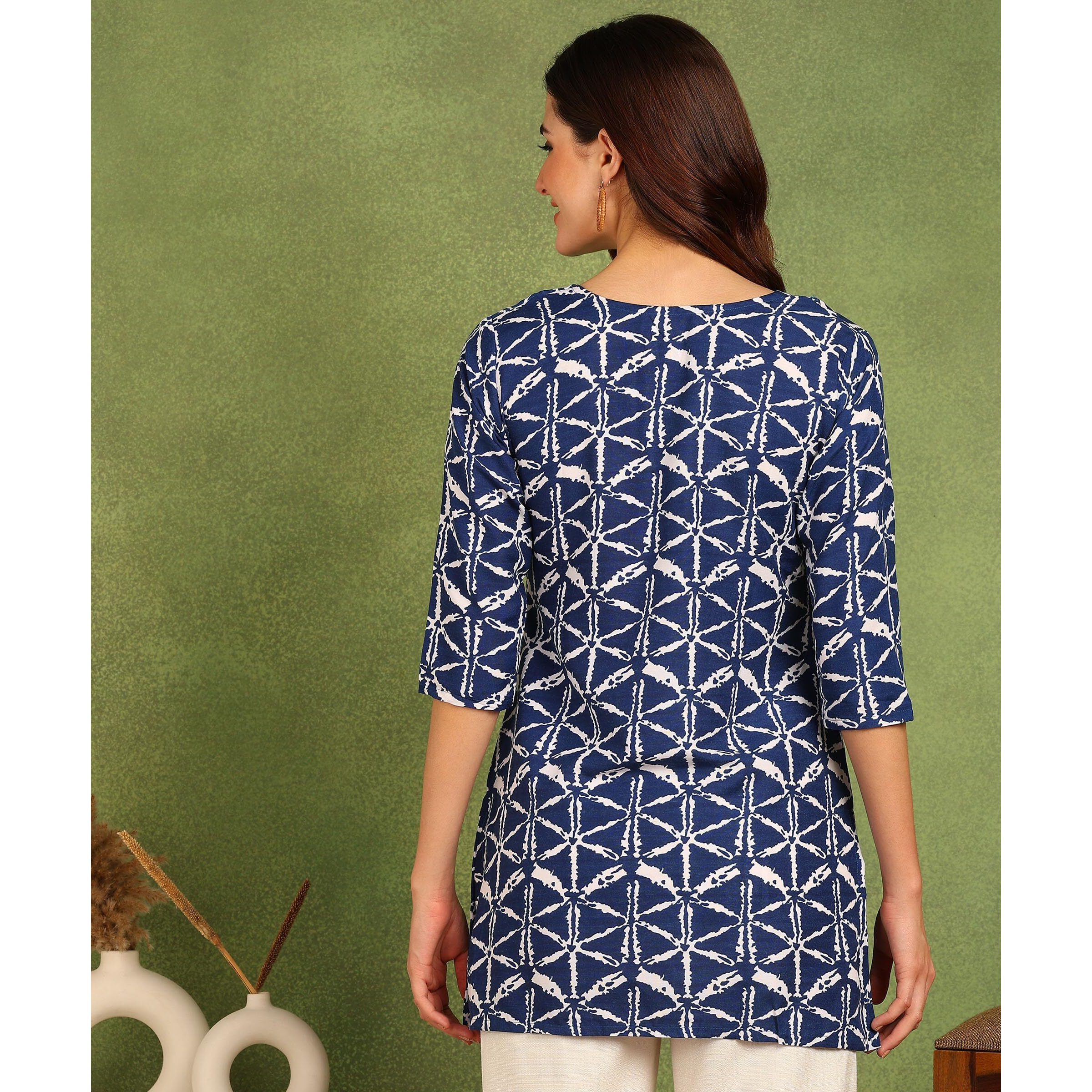DSK Studio Poly Rayon Blue color short kurti for women&Girls(KU1009-XXL)