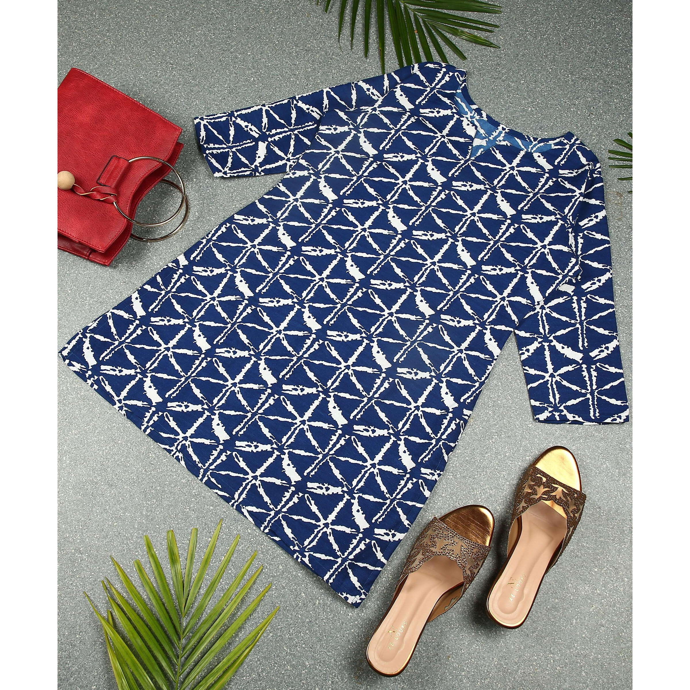 DSK Studio Poly Rayon Blue color short kurti for women&Girls(KU1009-XXL)