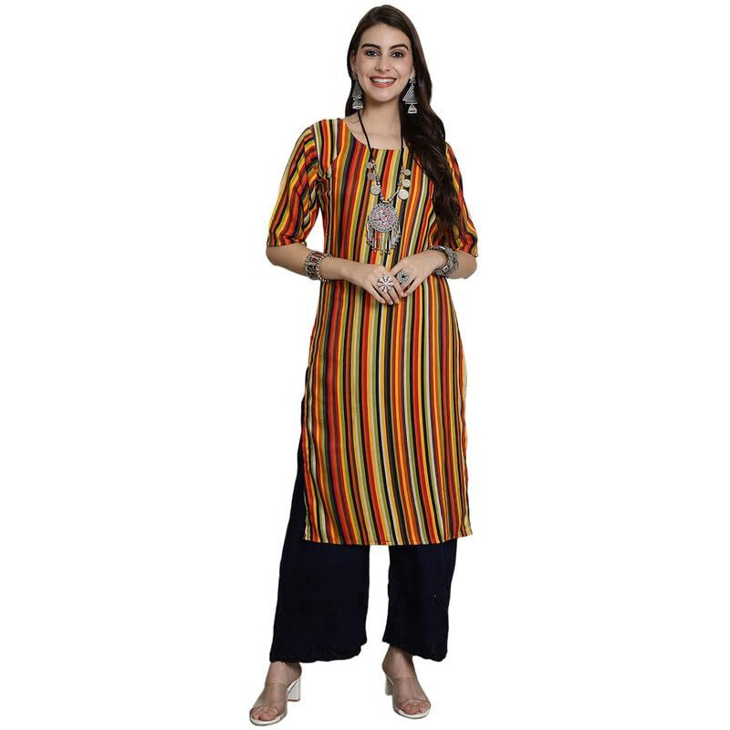 7Threads Kurti for Women|Kurti|Kurta|Kurta for Women|Crepe Kurti|Printed Kurta|Crepe Straight Kurti Kurti_AS_530356_XL Multicolour