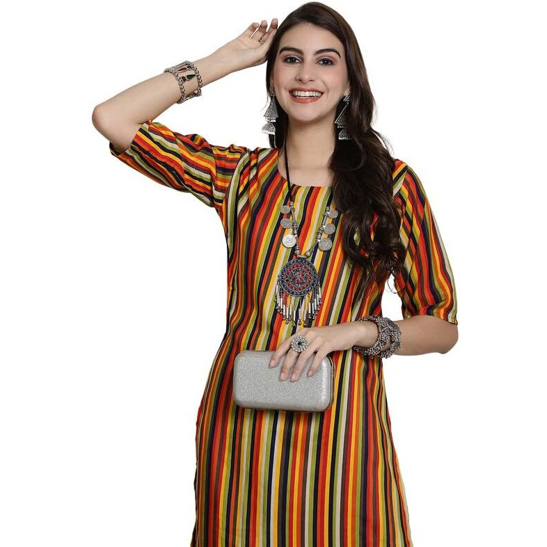 7Threads Kurti for Women|Kurti|Kurta|Kurta for Women|Crepe Kurti|Printed Kurta|Crepe Straight Kurti Kurti_AS_530356_XL Multicolour