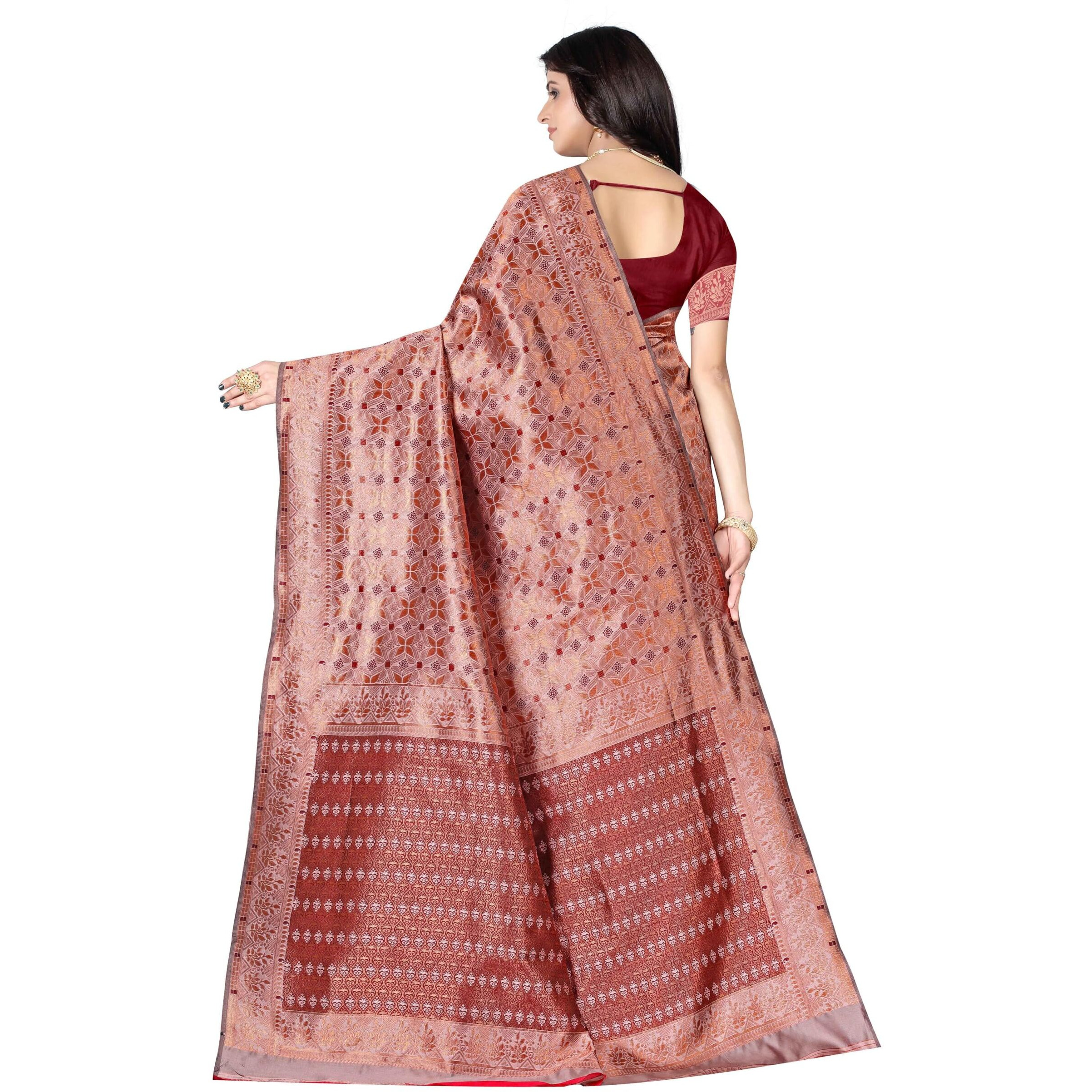 Sugathari Women's Banarasi Saree Pure Kanjivaram Silk Soft new ladies 2024 Design Wear Pattu Sarees Latest Cotton Party Sari collections With Blouse Piece for Wedding sadi (PARI-183-BABY-PINK)