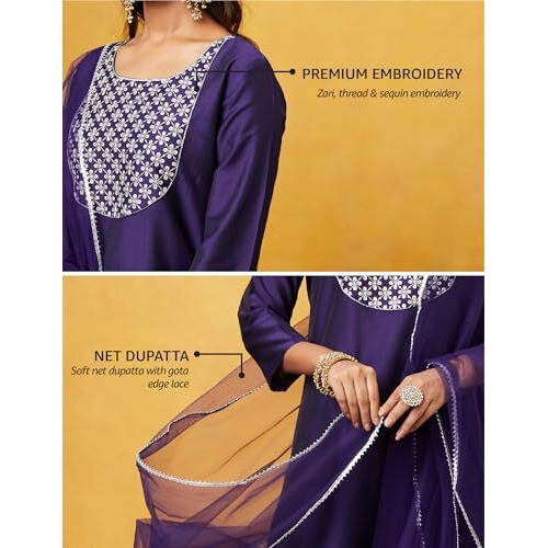 Amazon Brand - Myx Women's Rayon Salwar Suit (AW24-MYX-SKD-VN-01_Deep Purple_L)
