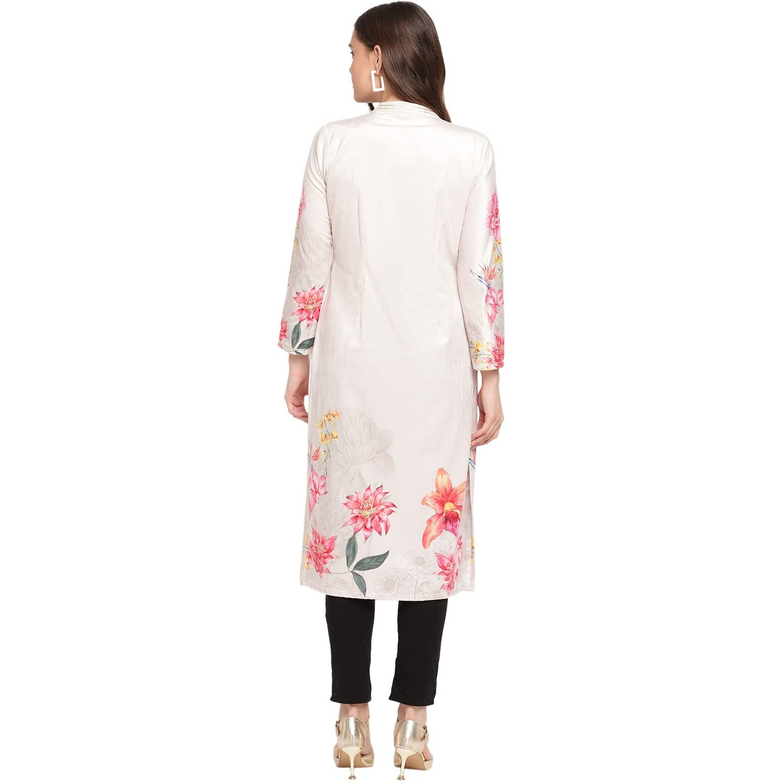 Ahalyaa Women's Velvet Straight Knee Length Kurtas (AHKUVLDP-905_Off White_XXL)