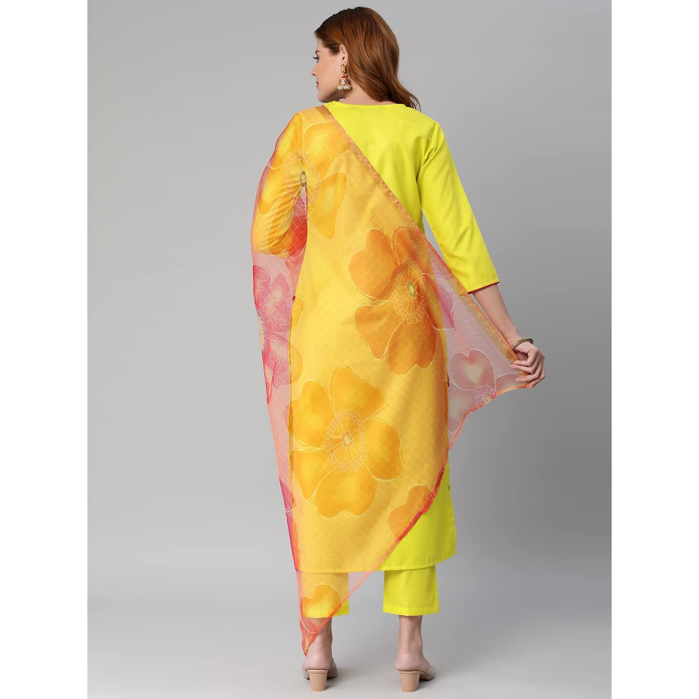 GoSriKi Women's Cotton Blend Solid Straight Kurta with Pant & with Dupatta (Chora WP_Light Mehandi_M-GS_Light Mehandi_Medium)