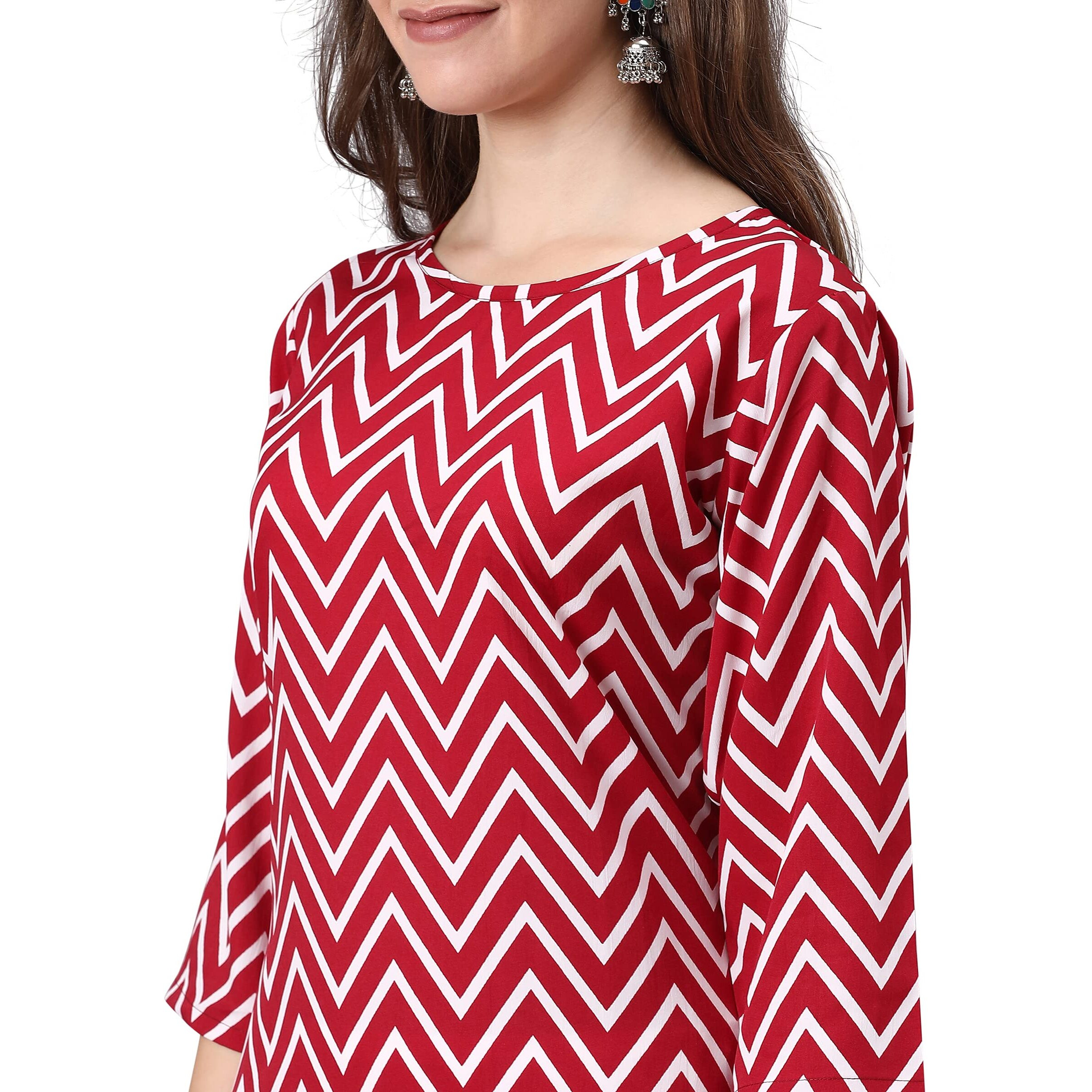 LookMark Women's Crepe Regular Kurti (K1021- Maroon_XL)