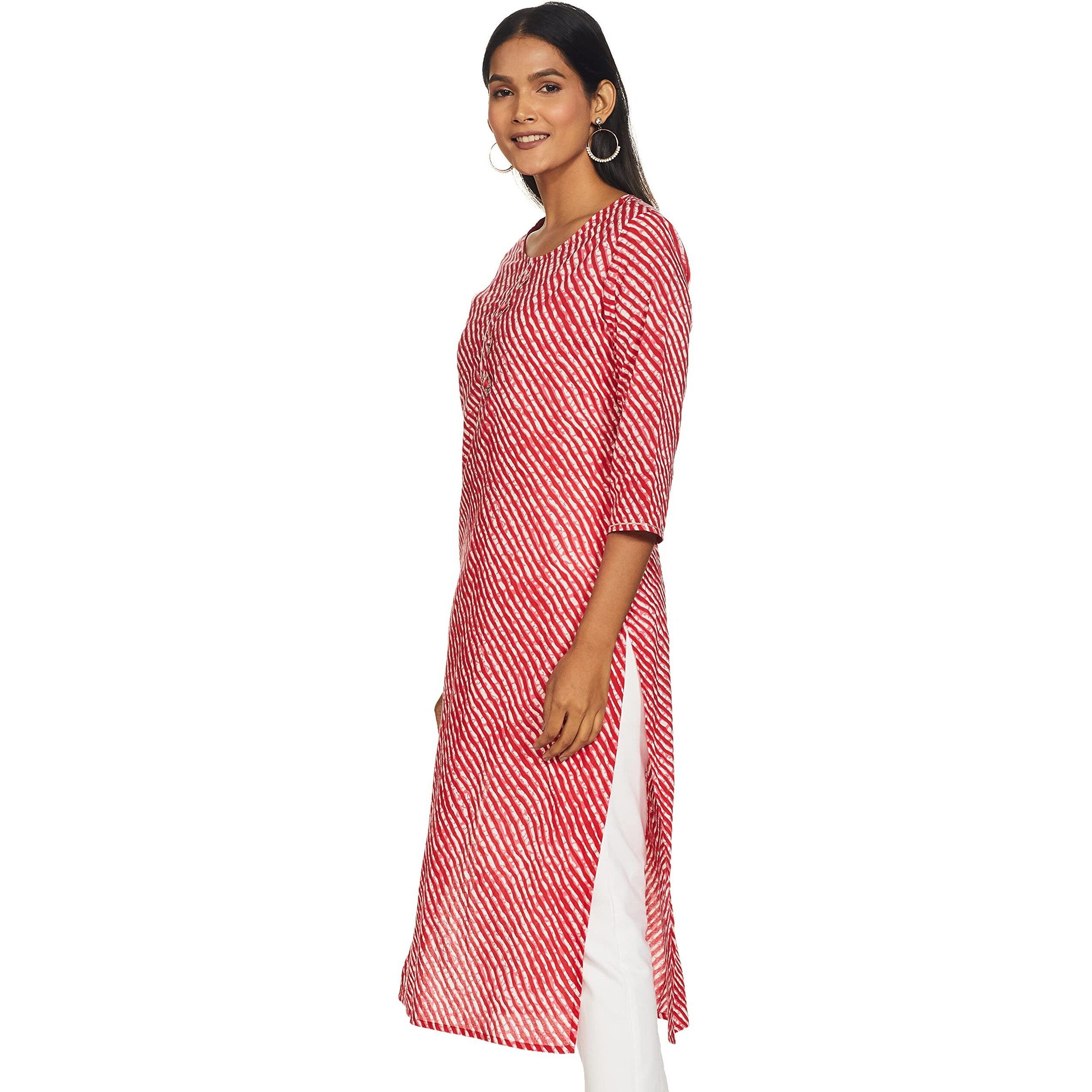 rytras Women's Cotton Straight Kurti (RYT161_Red_Medium)