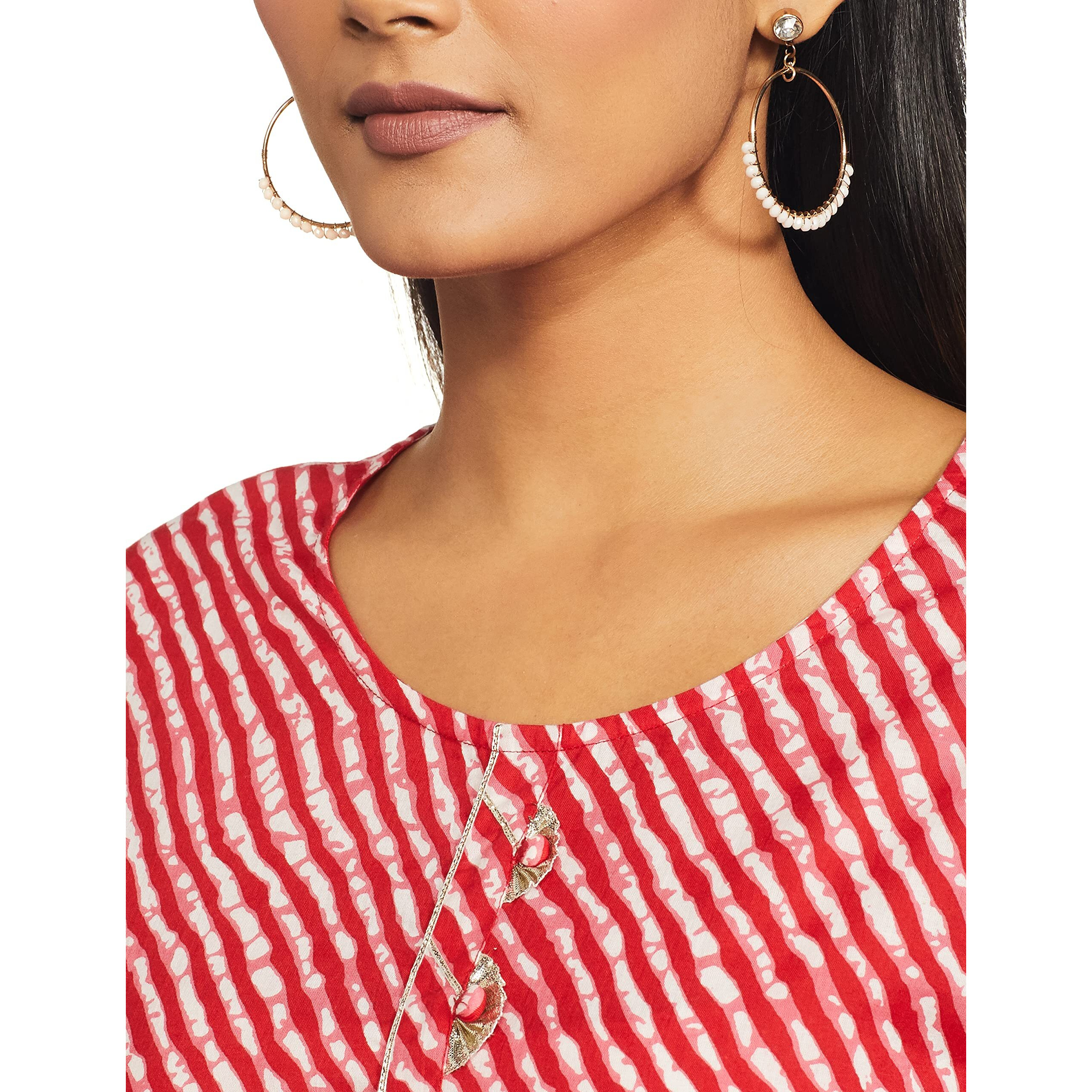 rytras Women's Cotton Straight Kurti (RYT161_Red_Medium)
