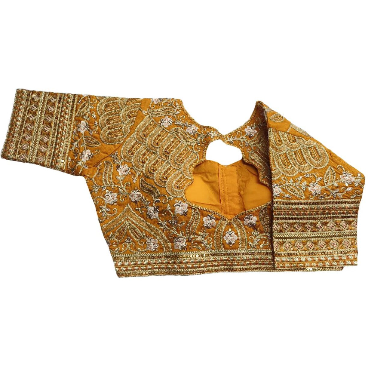 Pujia Mills Women's Blouse Readymade Blouse Embroidery Multi Coding Gold Thread Indian Ethnic Designer Stitched Women's Readymade Saree Blouse Yellow Color Blouse for Women for Saree Lehenga Choli