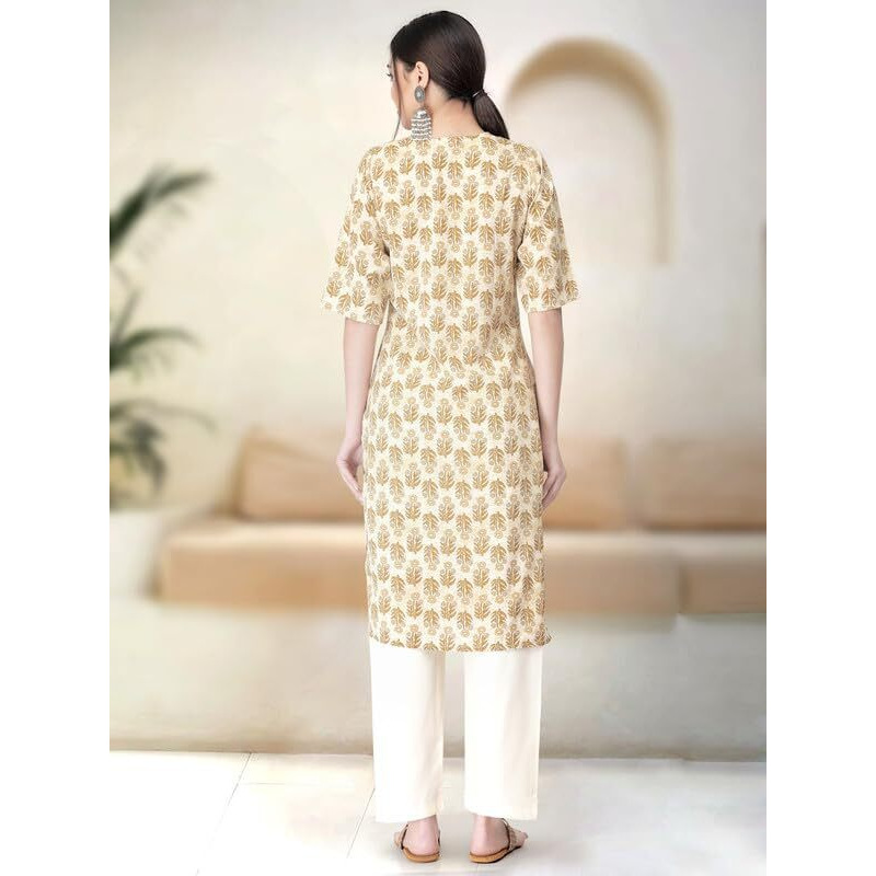 Pinkmint Kurta Set for Women ll Printed Kurti & Pant Set ll Regular Kurta Set ll (Pack of 2) Gold-Black