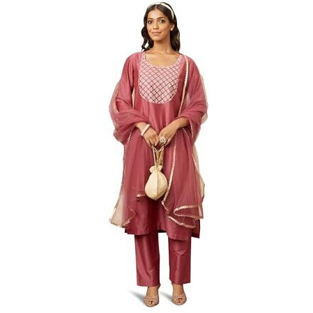 Amazon Brand - Myx Women's Rayon Salwar Suit (AW24-MYX-SKD-VN-01_Deep Pink_2XL)