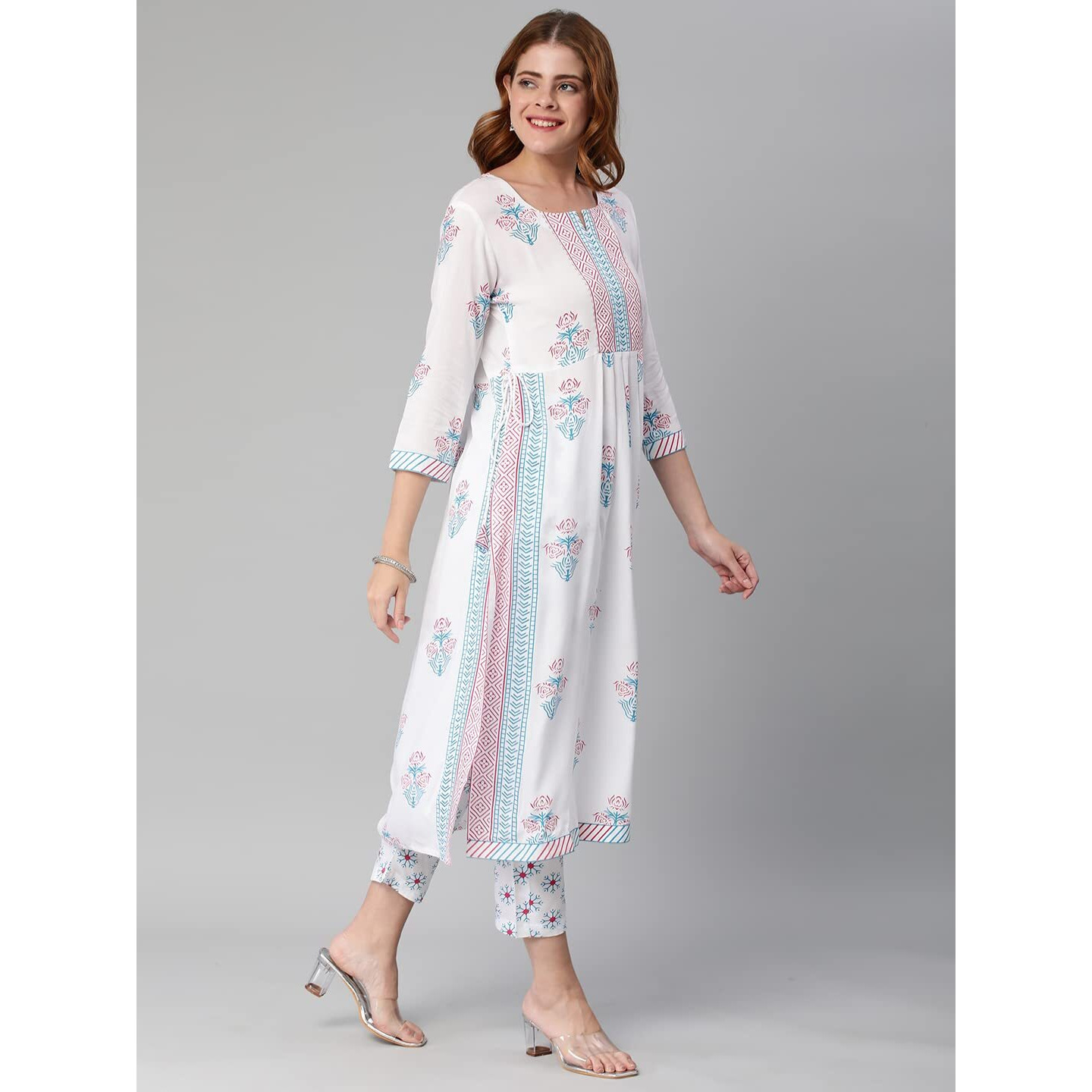 GoSriKi Women's Cotton Blend Printed Straight Kurta with Pant (Pupet White-Nw1-GS_XXL_White_XX-Large)