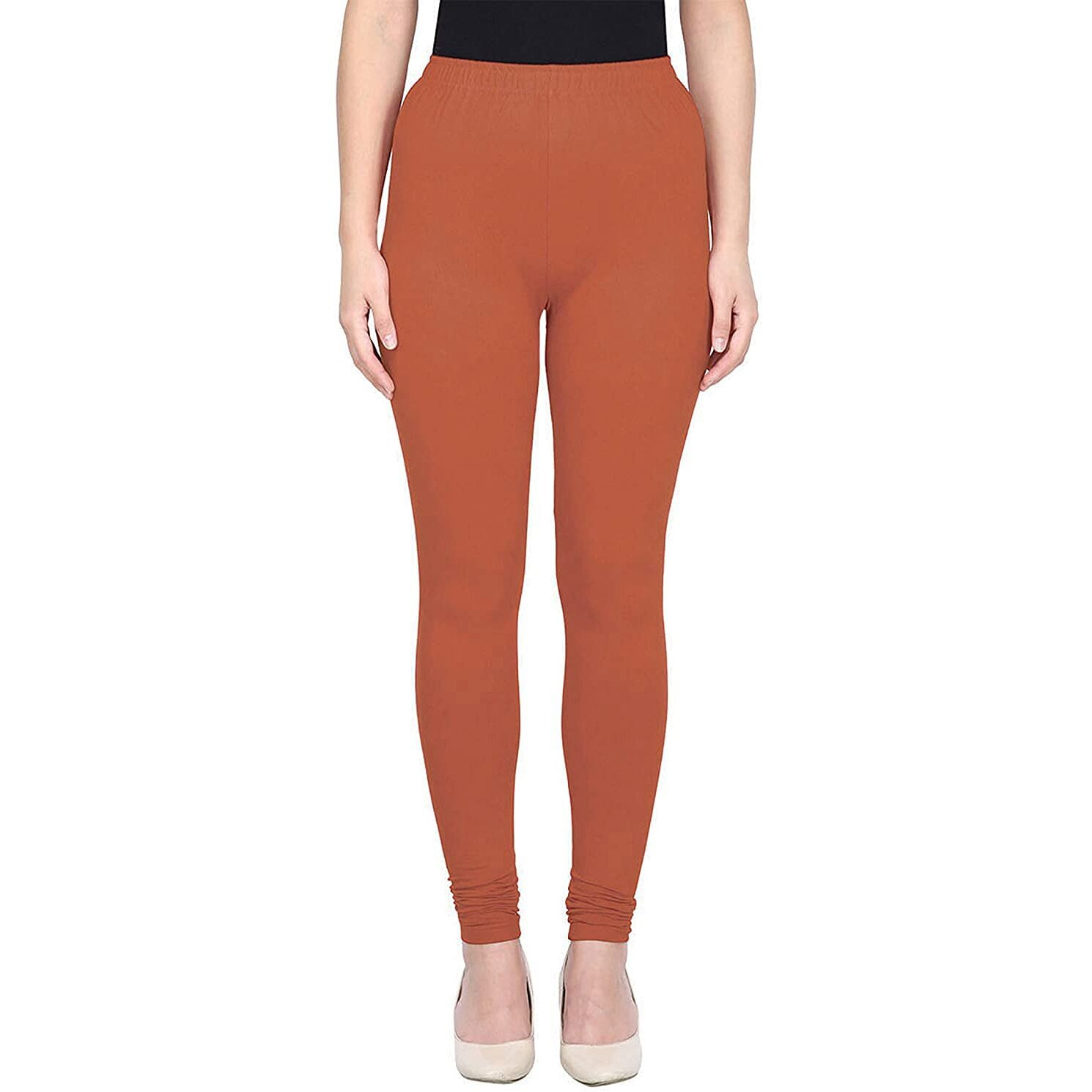 Shasmi Women's Stretch Leggings Chudidar Brown 91_Terracotta M