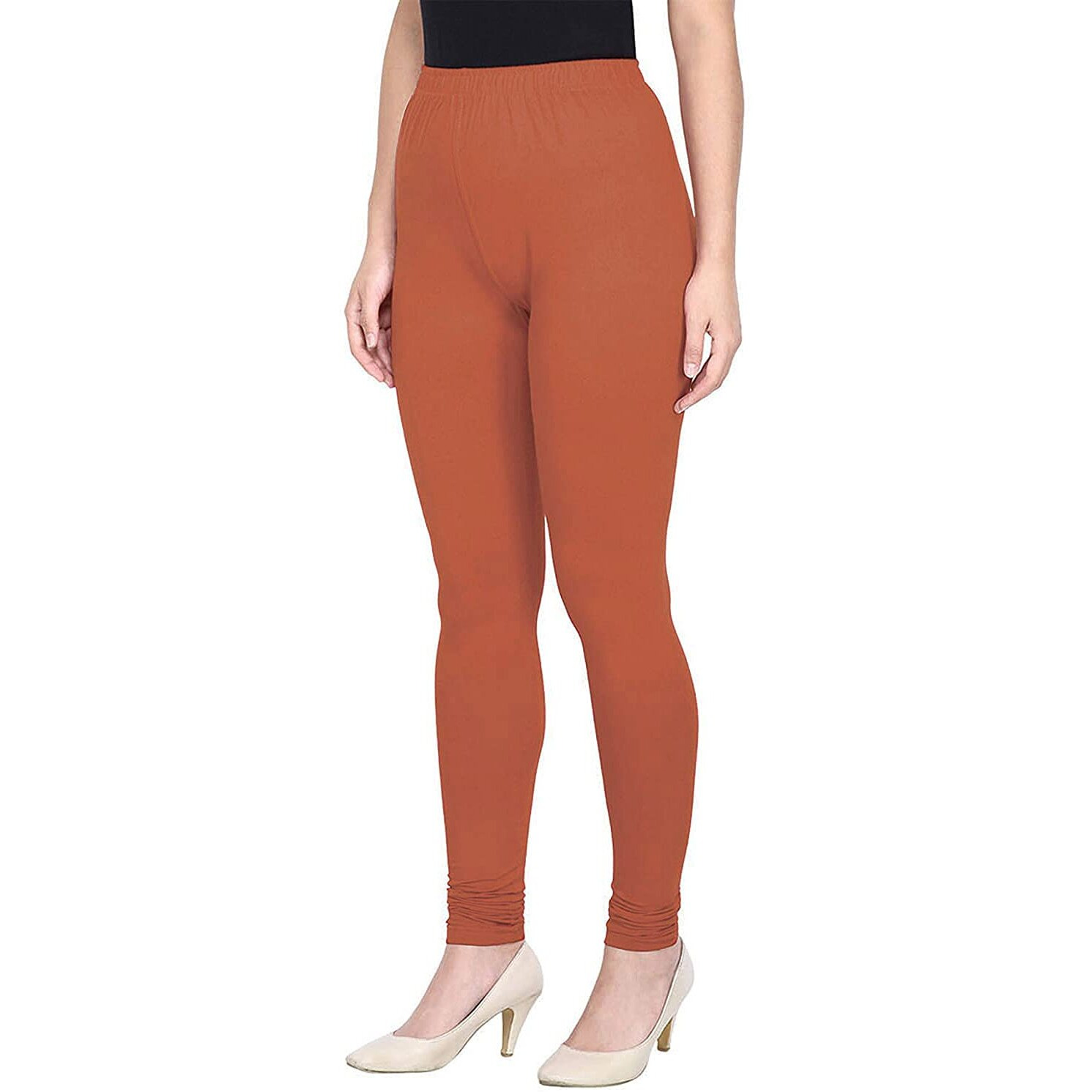 Shasmi Women's Stretch Leggings Chudidar Brown 91_Terracotta M