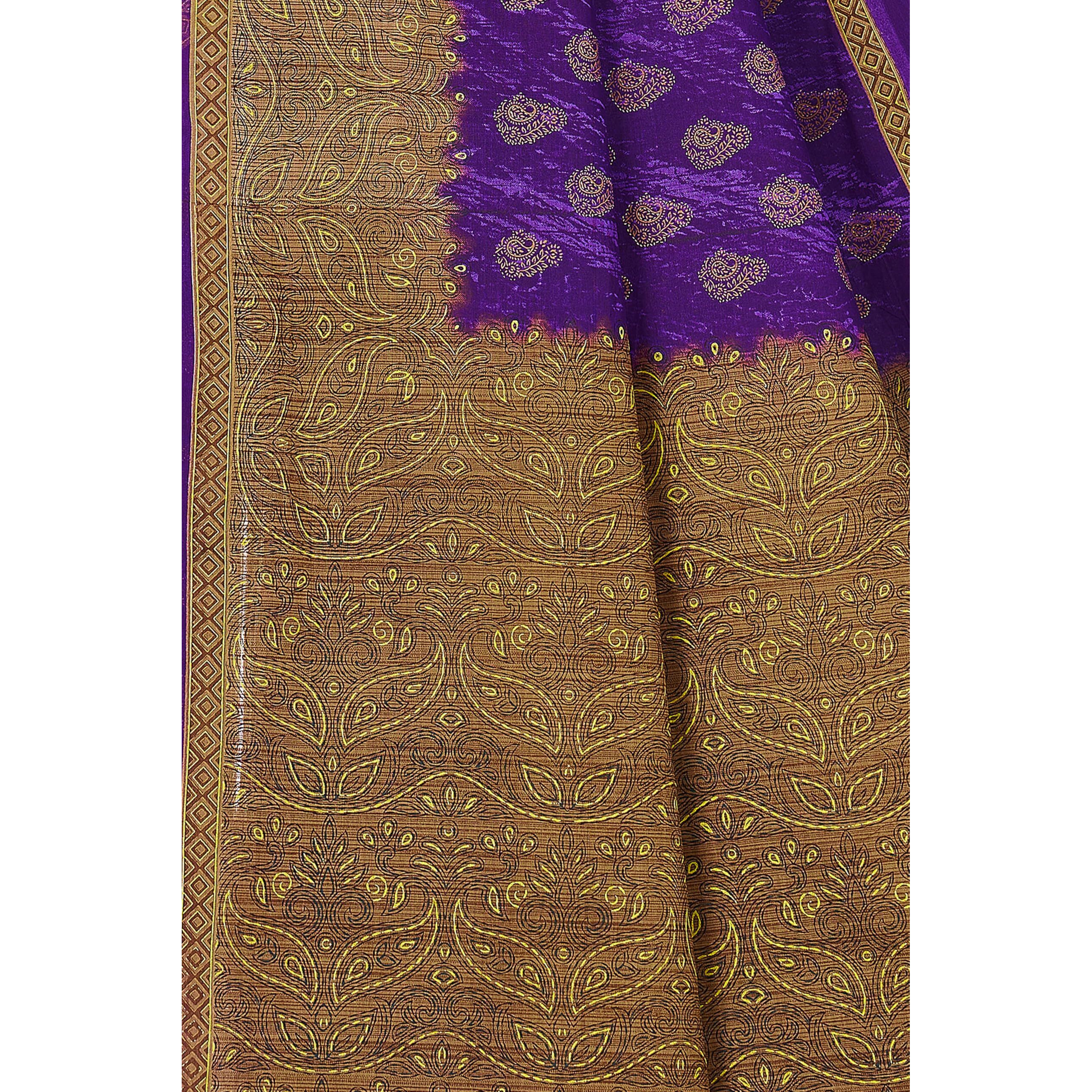 Tamaira Fashion Women's Plain Cotton Saree (11525_Purple