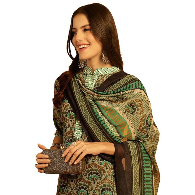 Pinkmint Women's Kurta Set ll Cotton Printed Ethnic Set ll Dupatta Set ll Suit Set