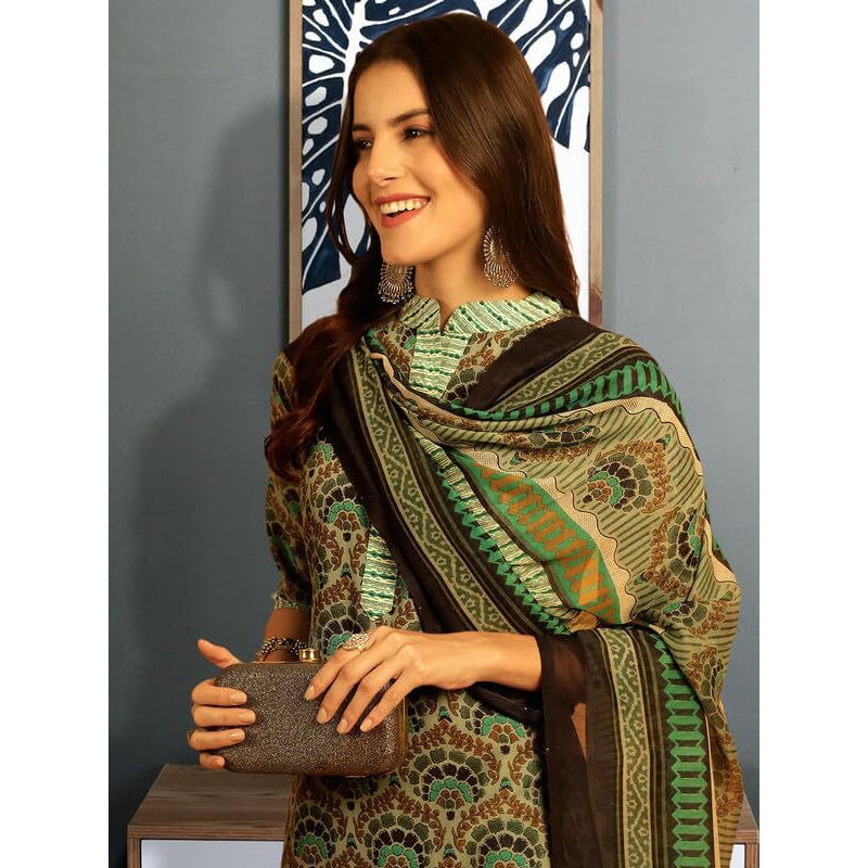 Pinkmint Women's Kurta Set ll Cotton Printed Ethnic Set ll Dupatta Set ll Suit Set