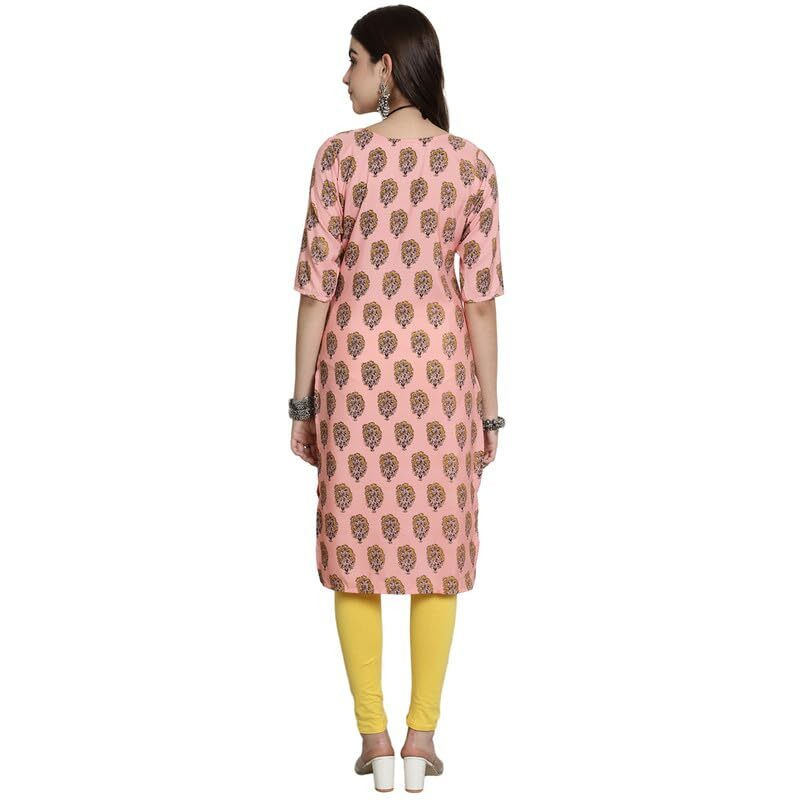 7Threads Kurti for Women|Kurti|Kurta|Kurta for Women|Crepe Kurti|Printed Kurta|Crepe Straight Kurti Kurti_AS_530368_M Pink