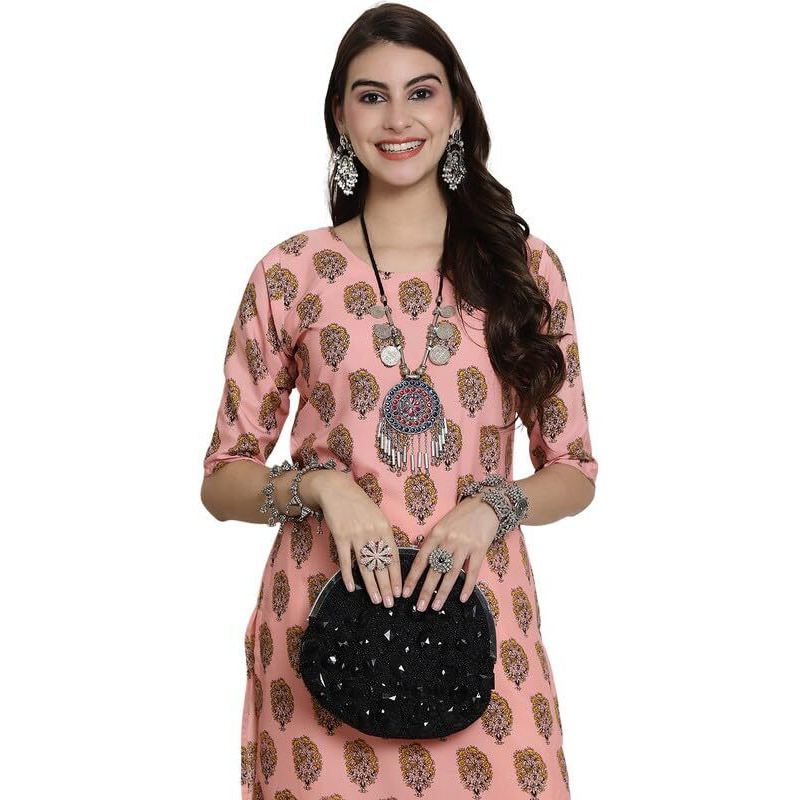 7Threads Kurti for Women|Kurti|Kurta|Kurta for Women|Crepe Kurti|Printed Kurta|Crepe Straight Kurti Kurti_AS_530368_M Pink