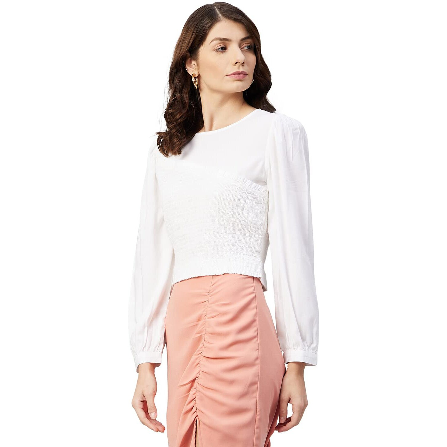 Marie Claire Women's Regular Blouse (MC2320_White L)