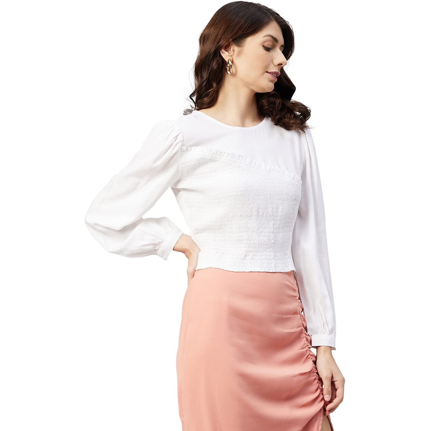 Marie Claire Women's Regular Blouse (MC2320_White L)