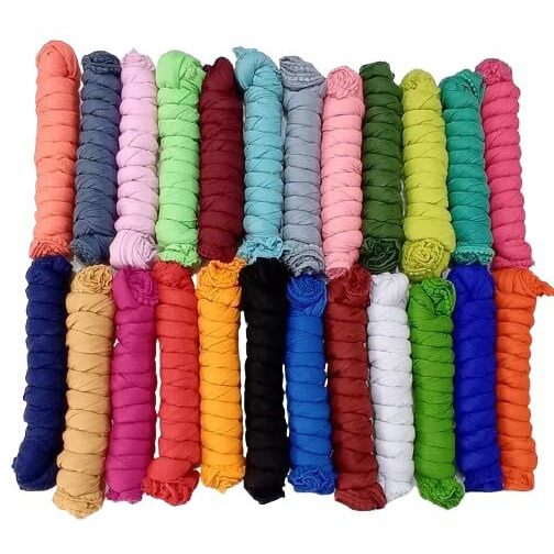 Nakoda Creation Cotton Blend Solid Dupatta For Women,Pack Of 24_Motichoor Pack Of 24 (Multicolor)