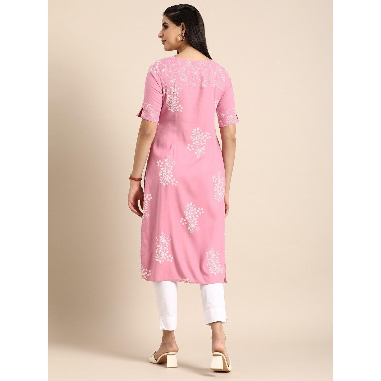 rytras Women's Printed Straight Kurta(RYT570,Peach,3XL)