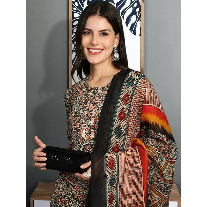 Pinkmint Women's Kurta Set ll Cotton Printed Ethnic Set ll Dupatta Set ll Suit Set
