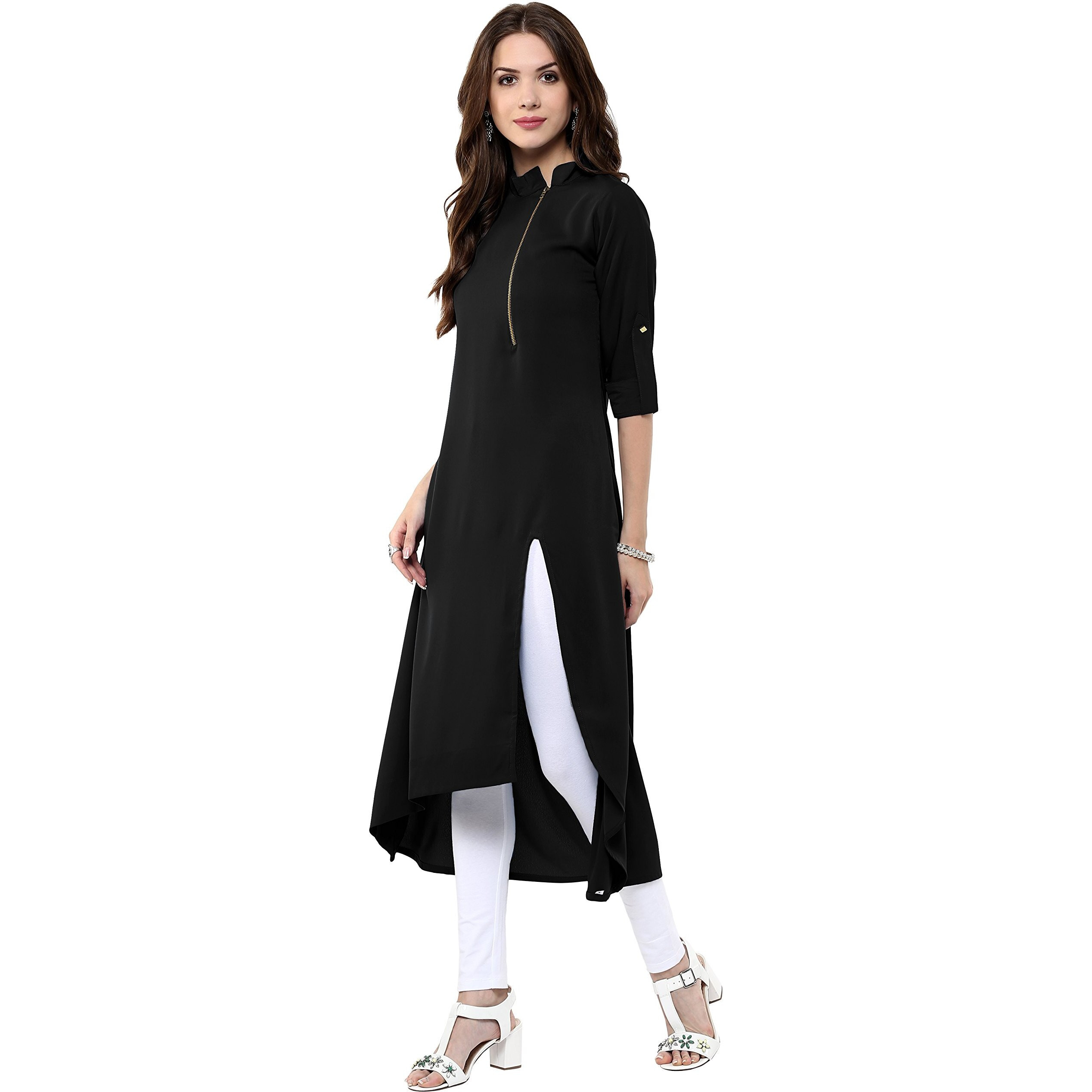Janasya Women's Polyester Crepe A-Line Kurta (XS)