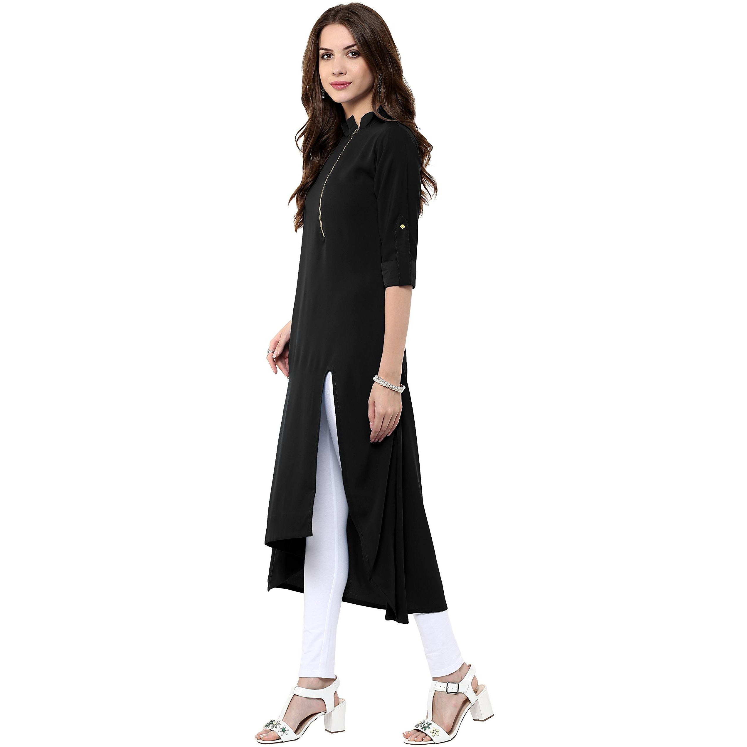 Janasya Women's Polyester Crepe A-Line Kurta (XS)