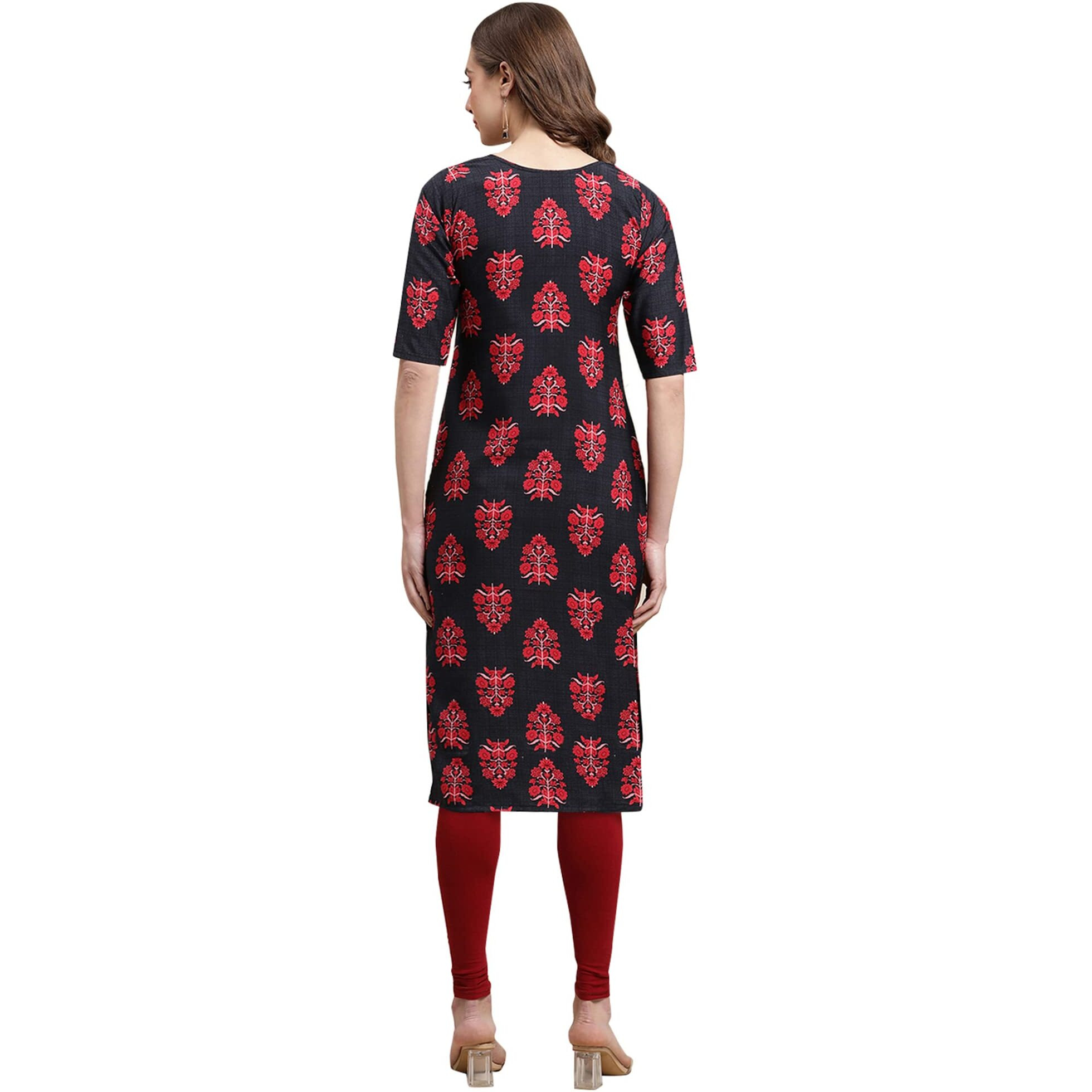Pinkmint Women's Crepe Digital Print Straight Kurta [Pack of 6] (MJ-345-370-366-368-333-341-M)