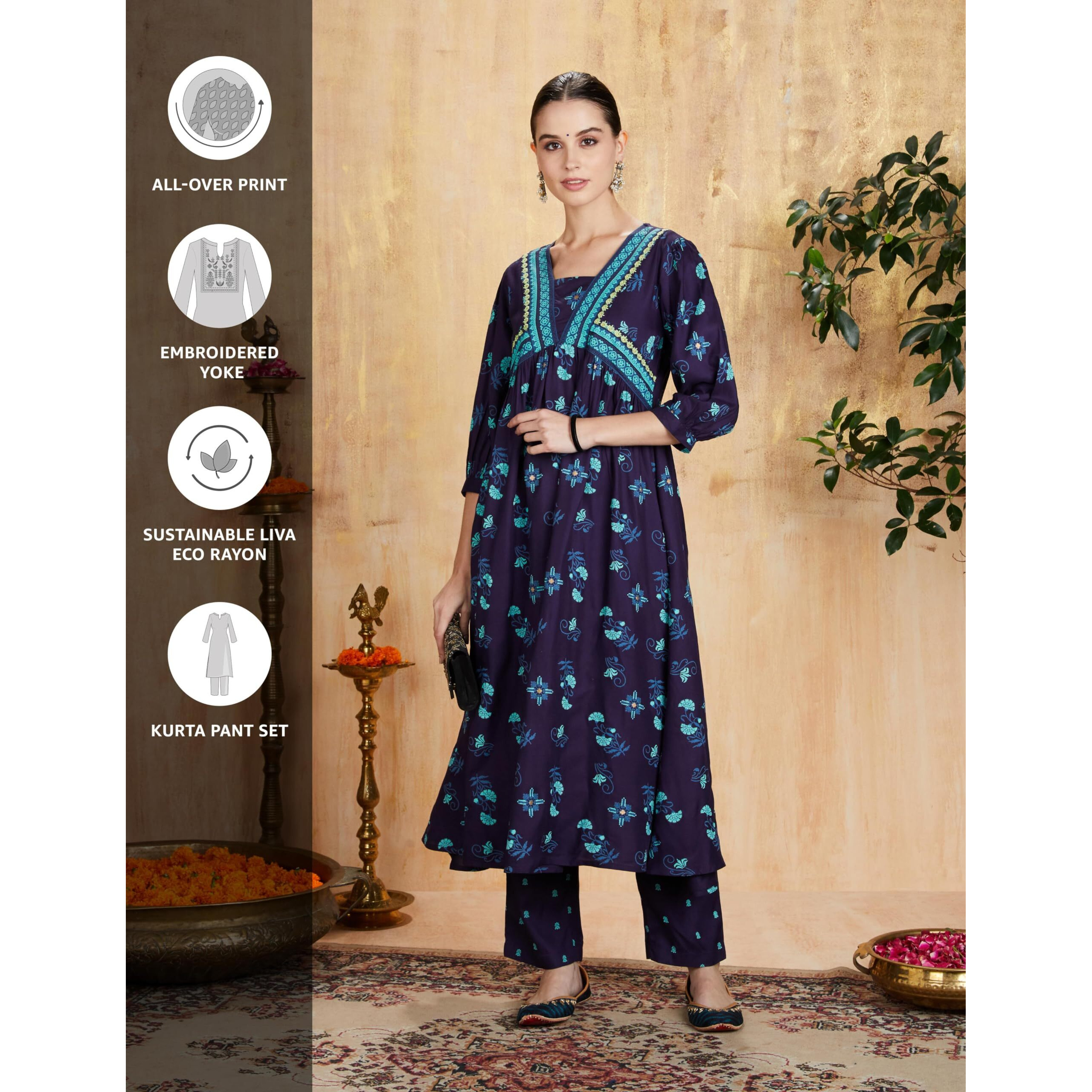 Amazon Brand - Myx Women's Rayon Salwar Suit (MYX-AW23-SKD-04_Cobalt Blue_S)