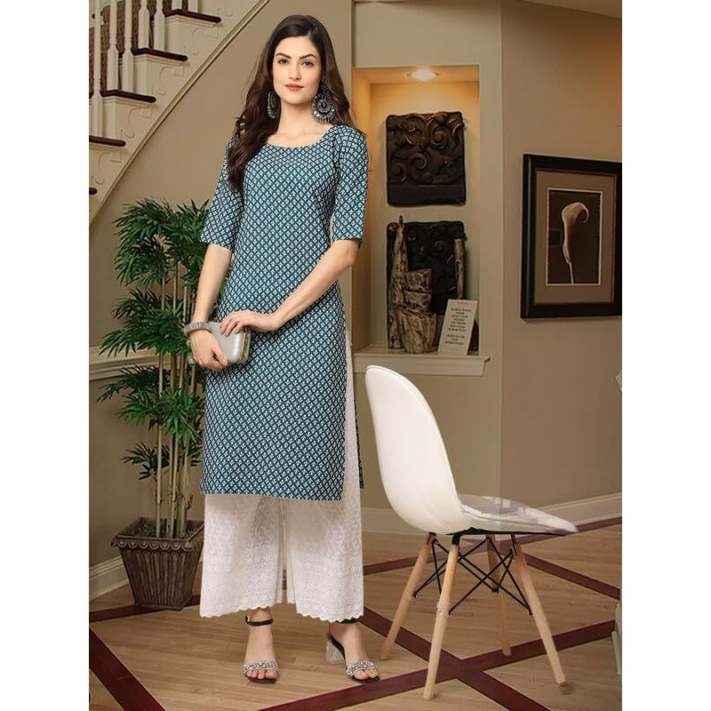 Pinkmint Women's Crepe Digital Print Straight Kurta [Pack of 6] (BD-331-351-347-356-337-375-M)