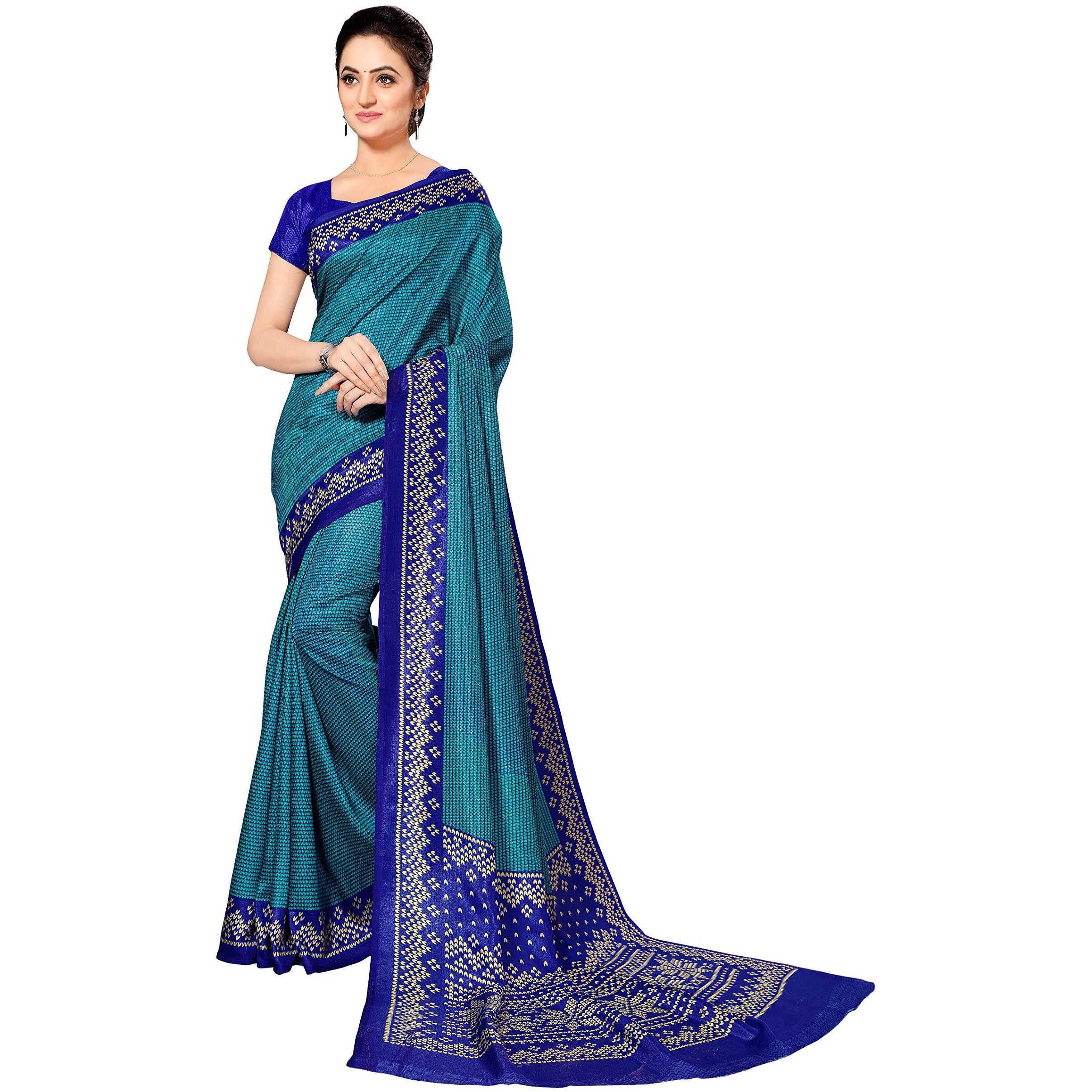 Vimla Women's Tassar Silk Saree with Blouse Piece (6741_20, Turquoise)