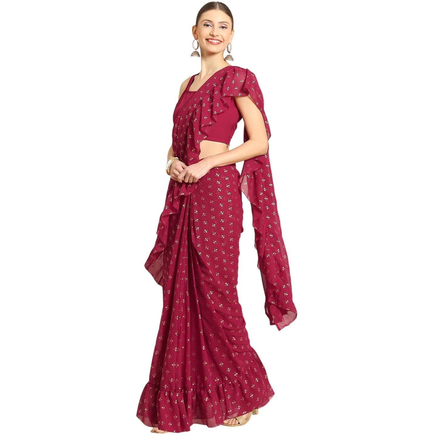 Ahalyaa Women's Polyester Sarees (AHSRBL-SET-25_Maroon)
