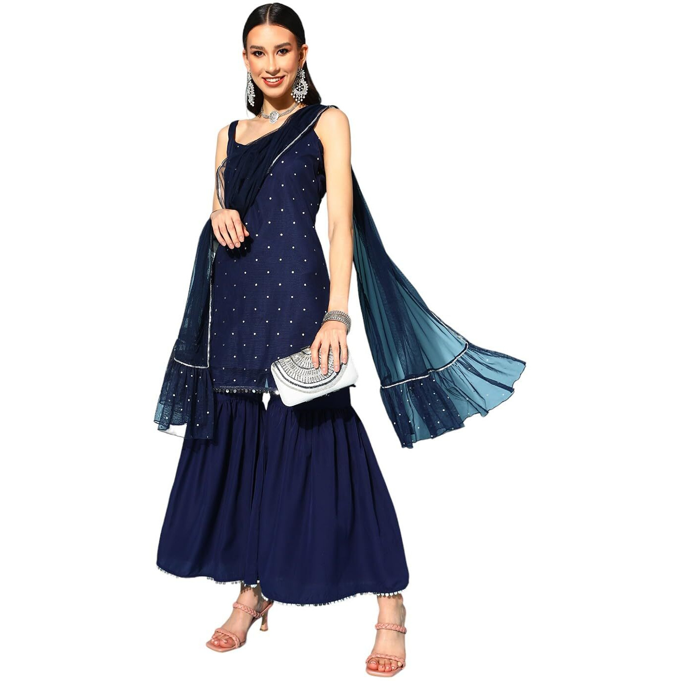 Ahalyaa Women's Polyester Kurta Sets (AHKUDUSH-COMBO-469-FF_Blue