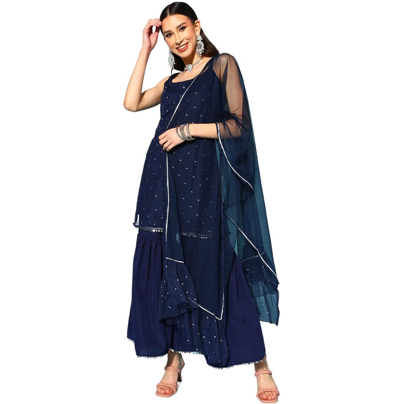 Ahalyaa Women's Polyester Kurta Sets (AHKUDUSH-COMBO-469-FF_Blue