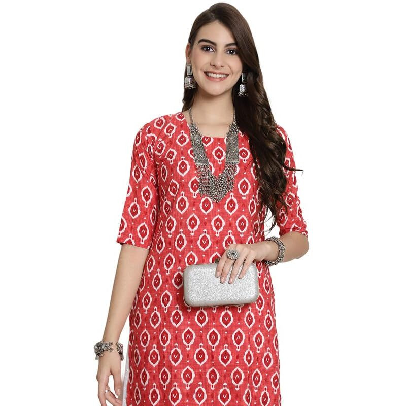 7Threads Kurti for Women|Kurti|Kurta|Kurta for Women|Crepe Kurti|Printed Kurta|Crepe Straight Kurti Kurti_AS_530346_S Pink