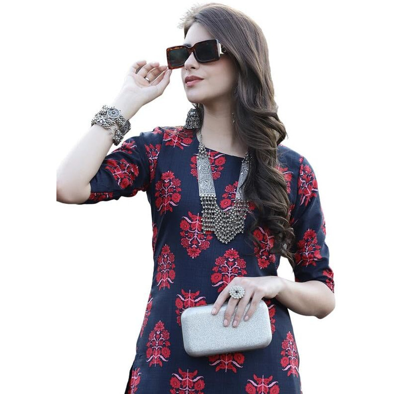 7Threads Kurti for Women|Kurti|Kurta|Kurta for Women|Crepe Kurti|Printed Kurta|Crepe Straight Kurti Kurti_AS_530345_XXL Red