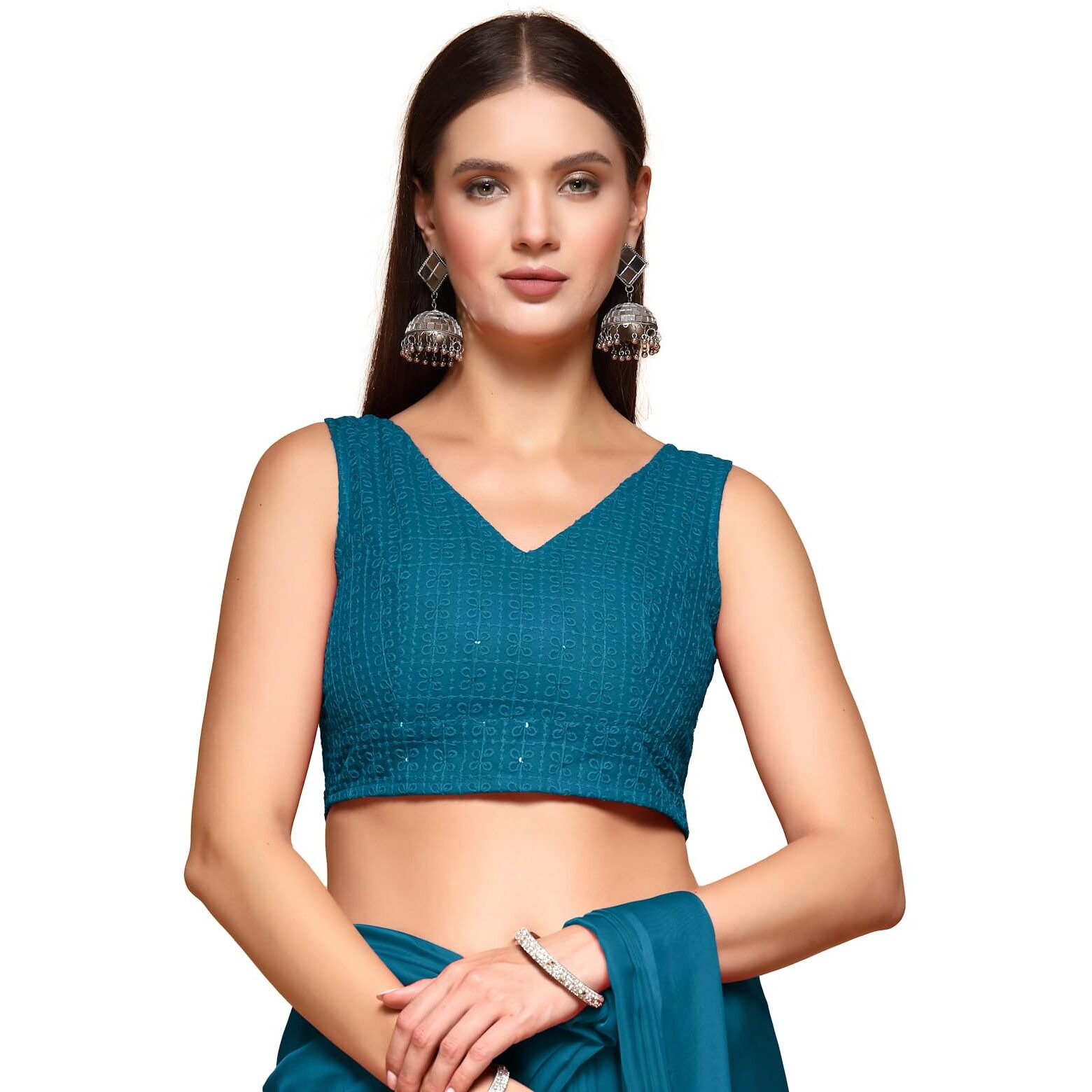 OOMPH Readymade Blouse for Women, Cotton, Sleeveless, V-Neck, rbbl603