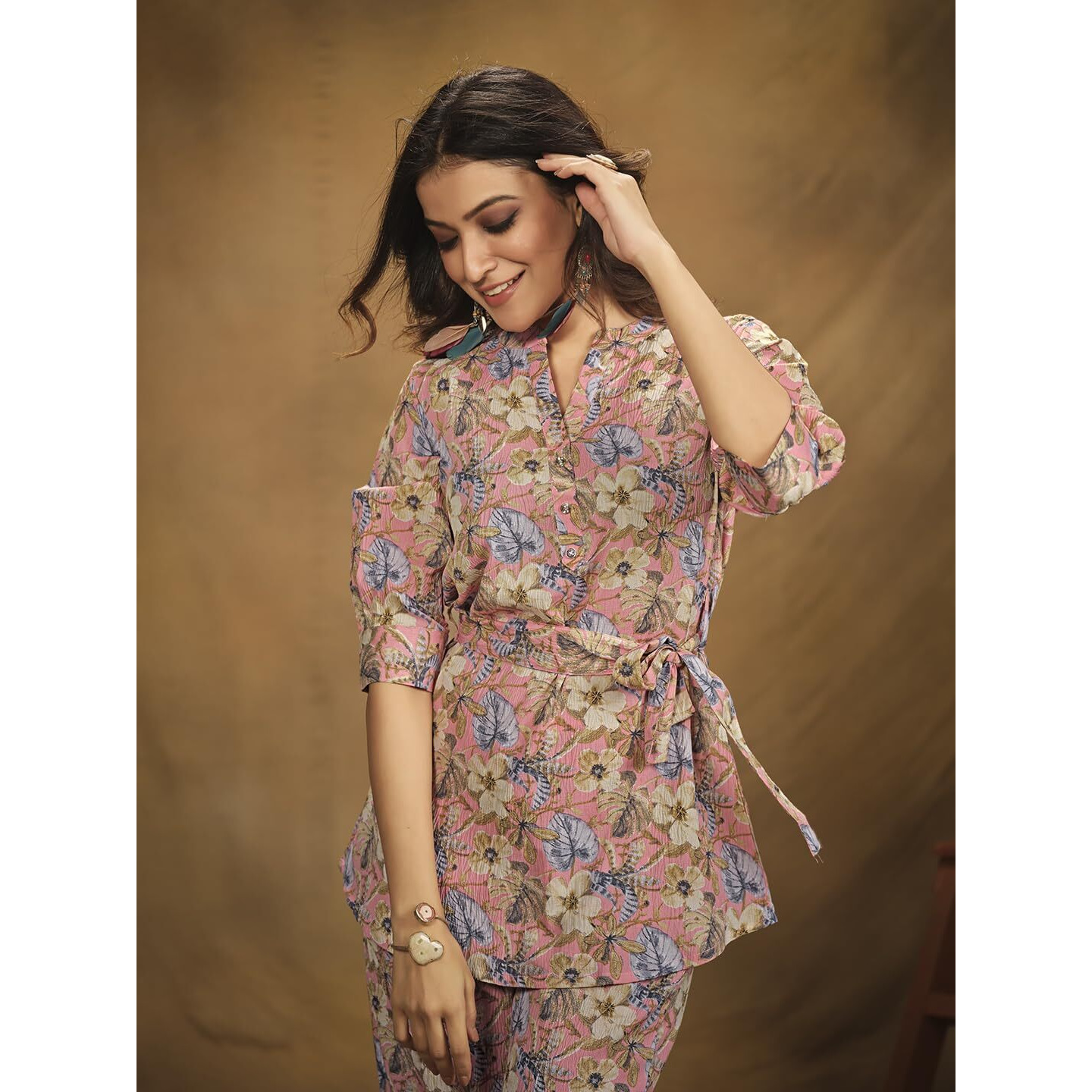 NAINVISH Ethnic Co Ord Set | Casual Wear Pant Top Set | Fancy Co-Ord Set | Full Pair Set | Women Kurta Sets Kurtis | Women Kurta Pant Set | Coord Sets for Women (SD604_KB-XXL_Sea Pink)
