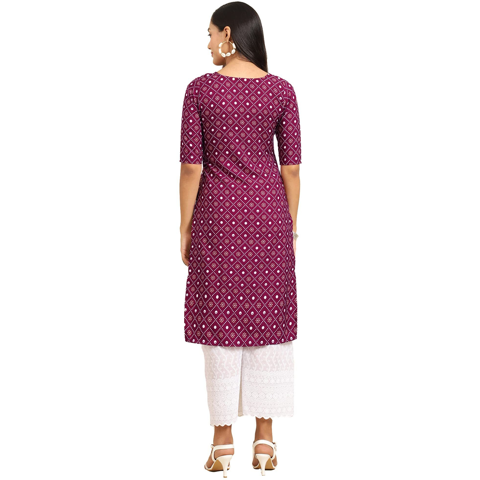 Pinkmint Women's Crepe Digital Print Straight Kurta [Pack of 6]