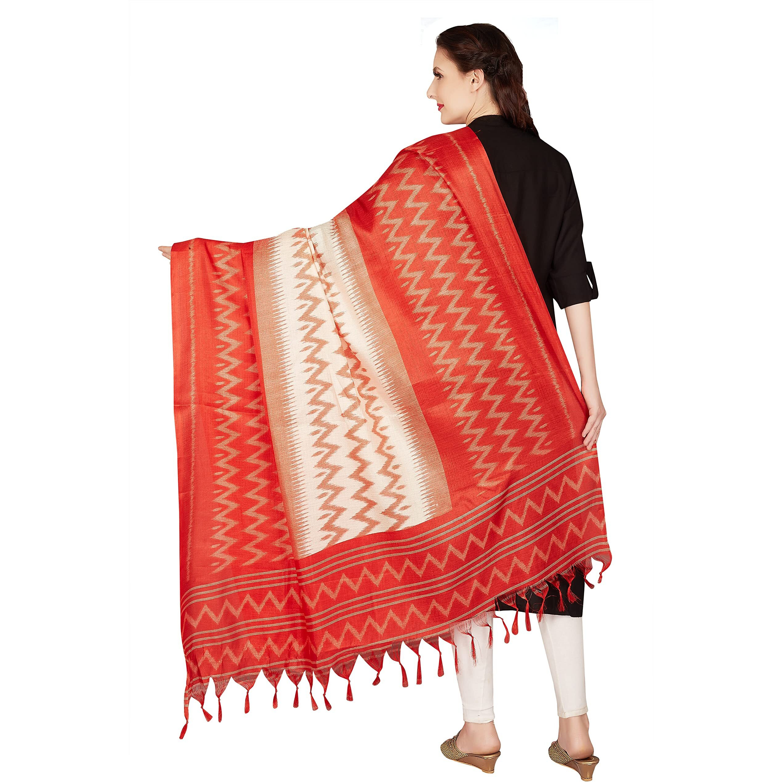 RANI SAAHIBA Women's Art Silk Printed Dupatta (SKRDD2146_Red)
