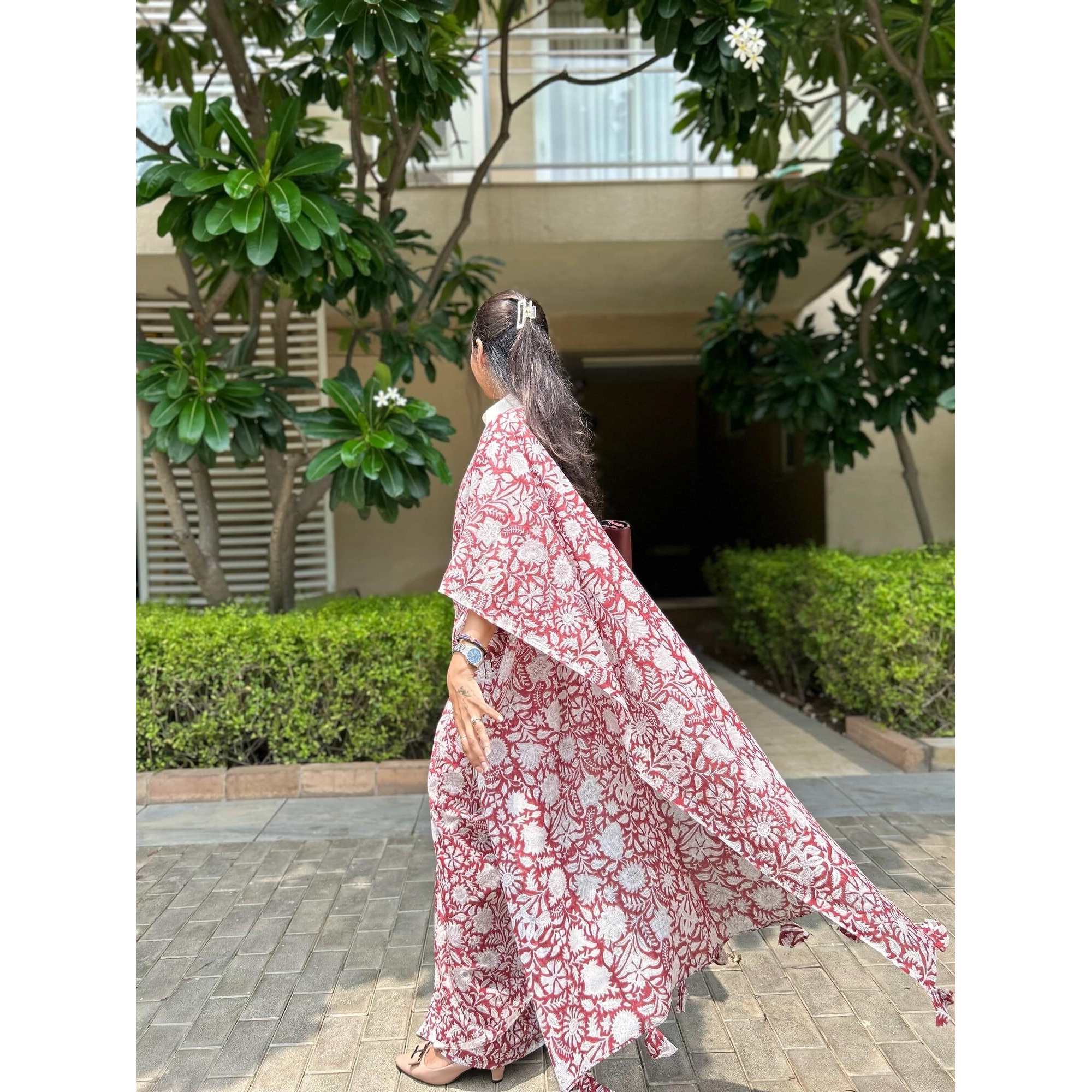 StyleScope Women's Printed Chanderi Cotton Saree With Unstitched Blouse Piece (Lotus Maroon_Maroon_Free Size)