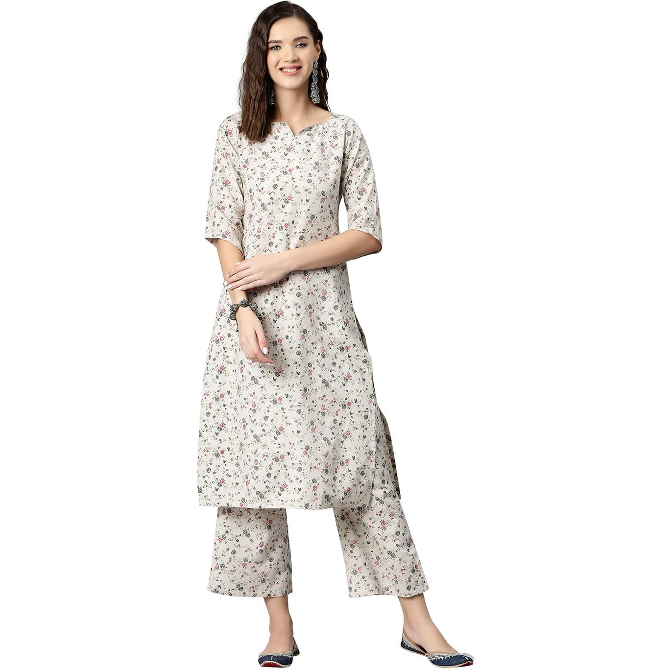 IVES Cotton Straight Printed Kurta Suit Set for Womeen & Girls Fashionble Clothes (Size & Color  XS, Grey)