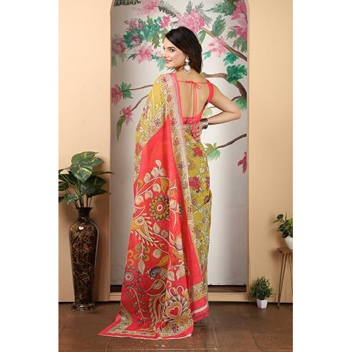 GRECIILOOKS Women's Cotton Sarees (GL-S2436_Yellow 1)